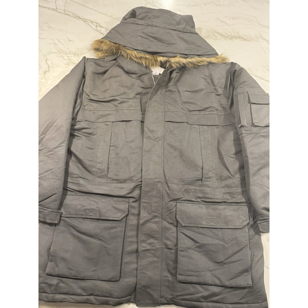 Villa Men's XL Insulated Utility Parka Army Green Faux Fur Hood Winter Coat